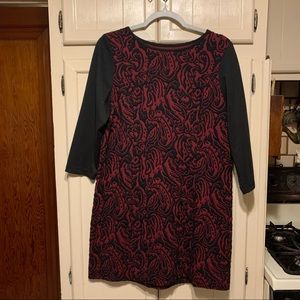 Vintage red and black print dress
